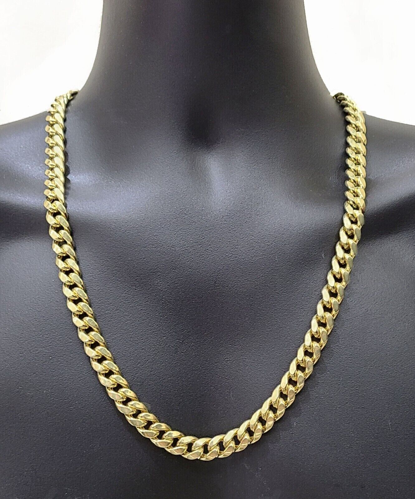 Real 14k Gold Chain 22 Inch Miami Cuban Link Necklace 9mm Strong Mens 14KT Gold - GoldenlinQ